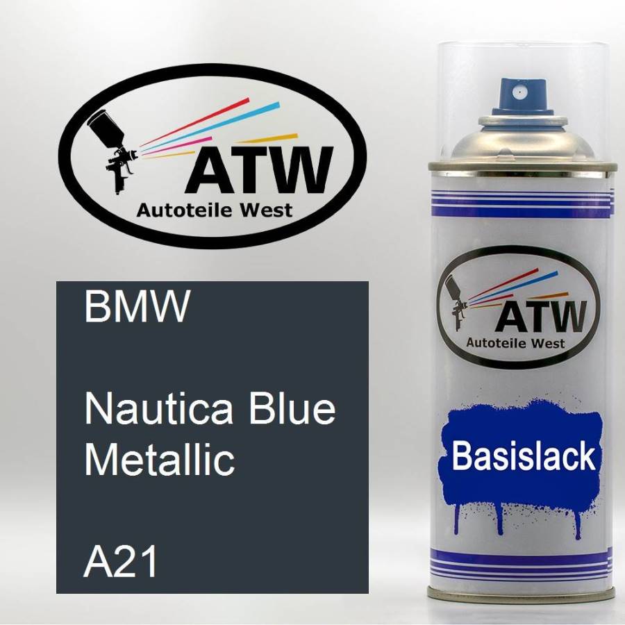 BMW, Nautica Blue Metallic, A21: 400ml Sprühdose, von ATW Autoteile West.